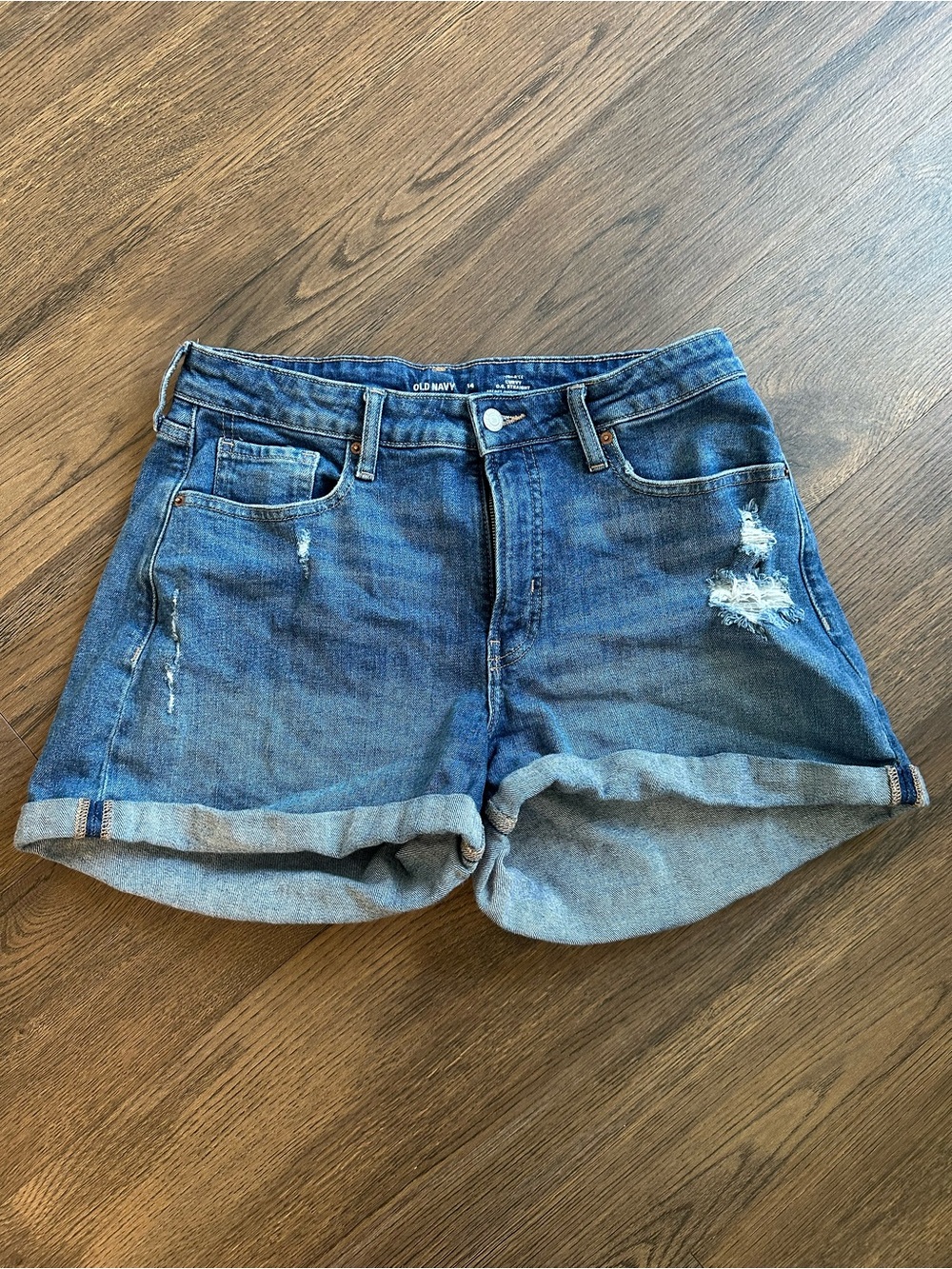 Old Navy Blue Rolled-Hem Distressed Denim Shorts
